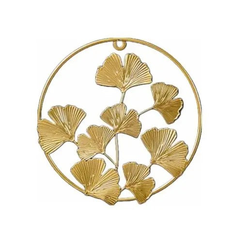 Contemporary Gold Circular Wall Art with Leaf Design – Set of 3