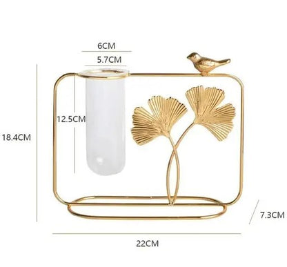 YB IMPEX™ Propogation Station With Metal Fame Testtube Glass Item Vase For Flower Gift Home Decor Bedroom Office Corner Living Room Decoration