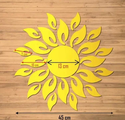 3D Wall Mirror Sticker - Sun Flame Gold