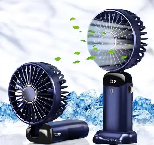 Rechargeable Desk Mini Fan, Portable Handheld Table Fan, USB Fan, Clooing Fan for Men & Women, USB Powered Quiet Personal Fan with LED Display,5 Speed for Home Office Travel