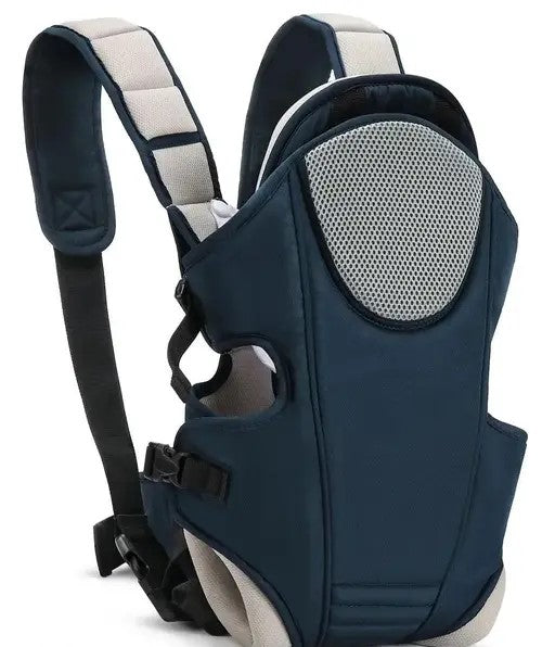 kidsify Premium Baby Carrier Bag in 3-in-1 Ergonomic Adjustable Sling Kangaroo Design with Carrying Basket for Front & Back Use for Infant Child and Mother Travel - 0 to 18 Month (Navy Blue)