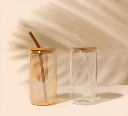 Coffee, Juice, Soft drink tumbler with straw and wooden lid (Pack of 2)