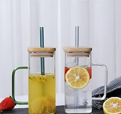 new Wooden Lid Sipper Glass || Fruit Milk Juice Glass with Straw || Beer Soda and Green Tea and Coffee Can || # new # new crockery