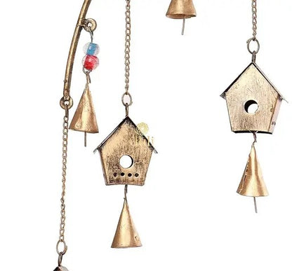 Metal Windchime Wall Hanging, Feng Shui, Wall Art, Wall Decor, PositiveVibes, Rustic Wall Hangings, Wall Art, Festive Decor, Festive Decoration, Gift (BirdHouse)