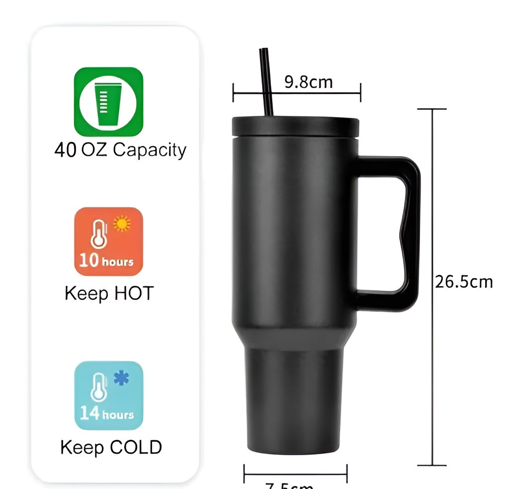 Tumbler 1200ML (40oz) Stainless Steel Hot and Cold with Handle, Double Insulated Cup 100% Leak Proof Mug Cupholder for Gym, Travelling