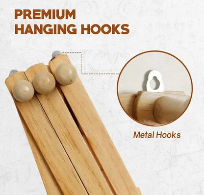 Expandable Wooden Wall Hanger – Stylish Accordion Rack with 10 Peg Hooks!