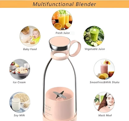 Electric Portable Mini Juicer Bottle Rechargeable Mini Juicer Blender, Portable Juicer Bottle, Electric Fruit Juice Maker Machine, Personal Size Juicer Bottle Blender Grinder Mixer for Juices, Shakes and Smoothies