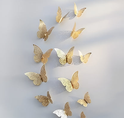 Golden Butterfly Wall Decor – Trendy & Stylish Stickers for Any Occasion (Pack of 12)!