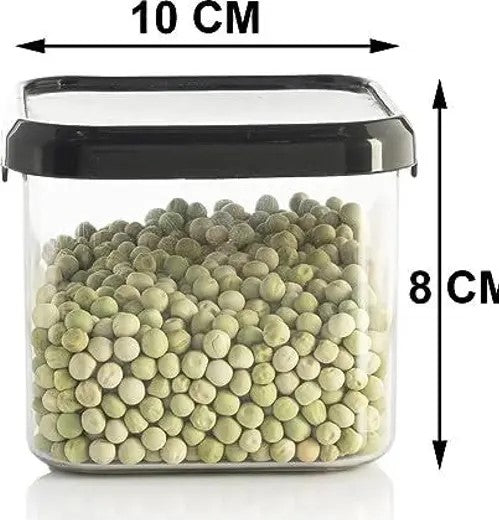 Set of 6 Black Airtight Square Containers – Unbreakable 500ml Kitchen Storage Solution!