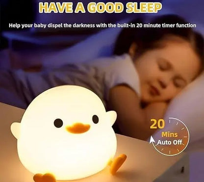 Orangie Decor Dodo Duck Night Light – Rechargeable Dimmable Silicone LED Lamp with Touch & Timer!