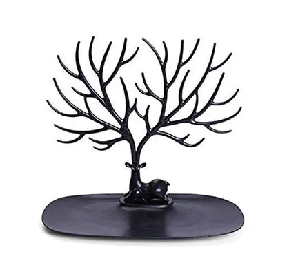 Deer/Antlers Jewelry Holder Deer Tree | Creative Sika Deer Tree Tray Display Stand Holder (Black, Pack of 1)